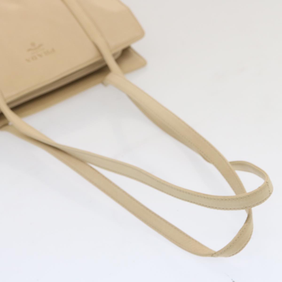 PRADA Shoulder Bag Leather Beige Auth bs12822