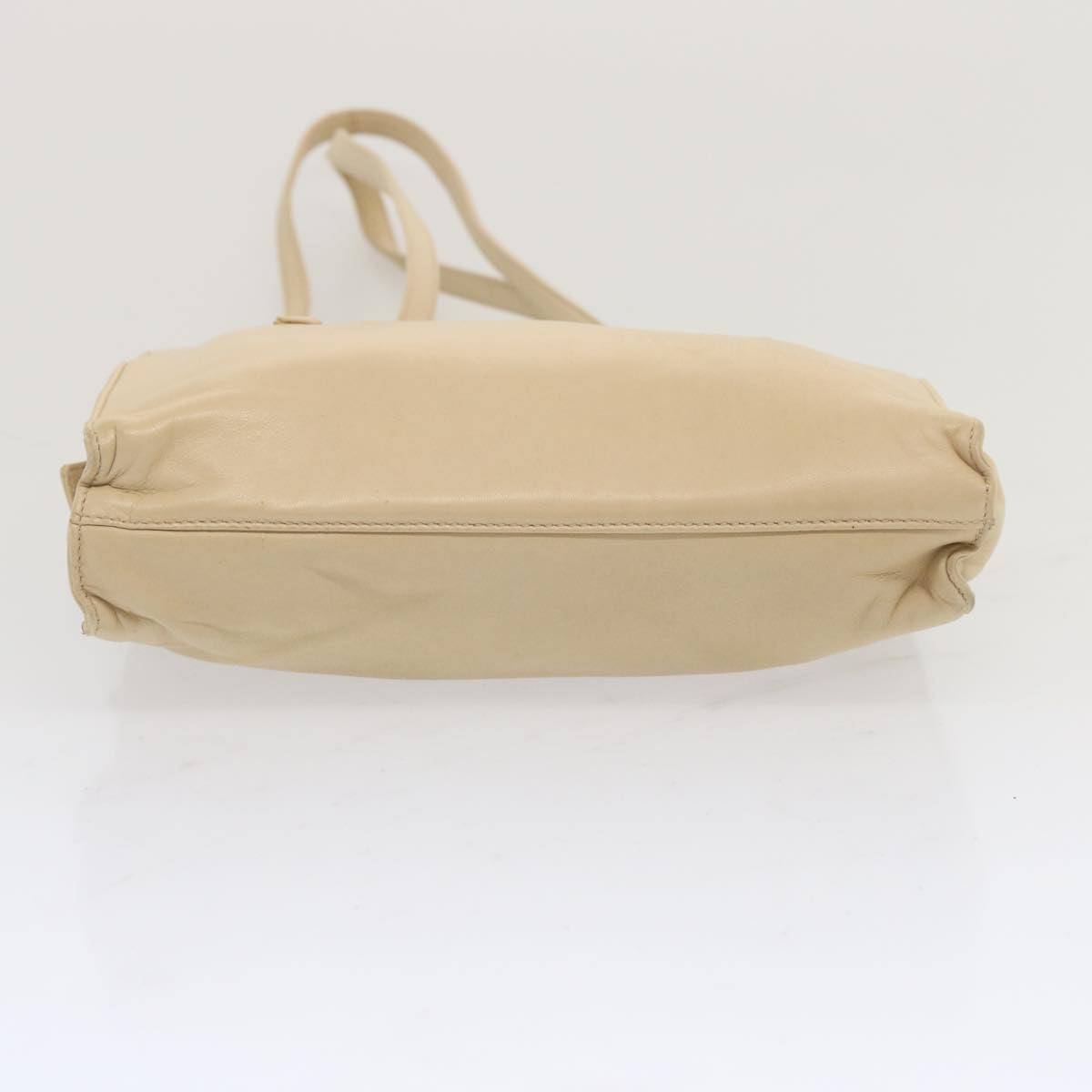 PRADA Shoulder Bag Leather Beige Auth bs12822