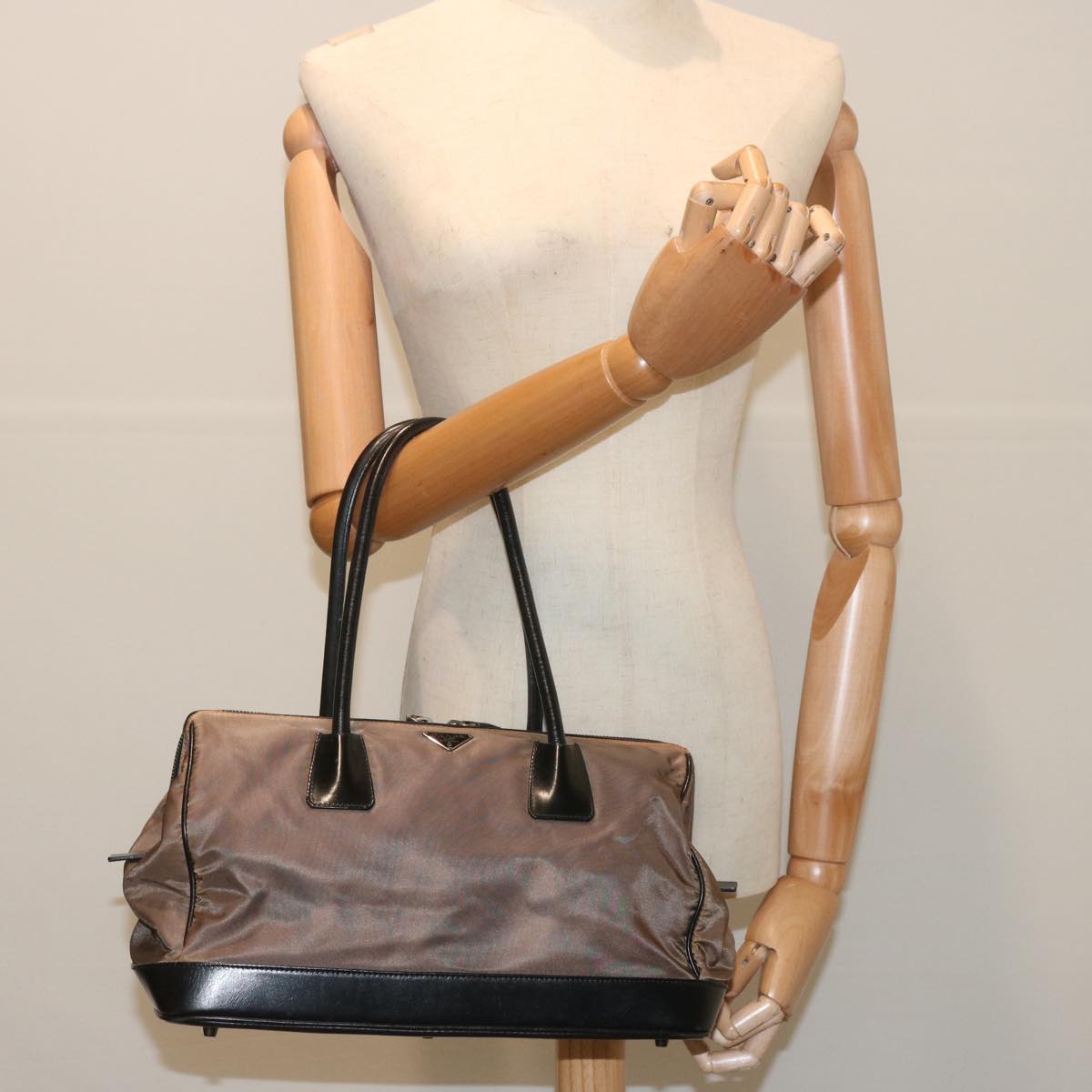 PRADA Shoulder Bag Nylon Brown Auth bs12824