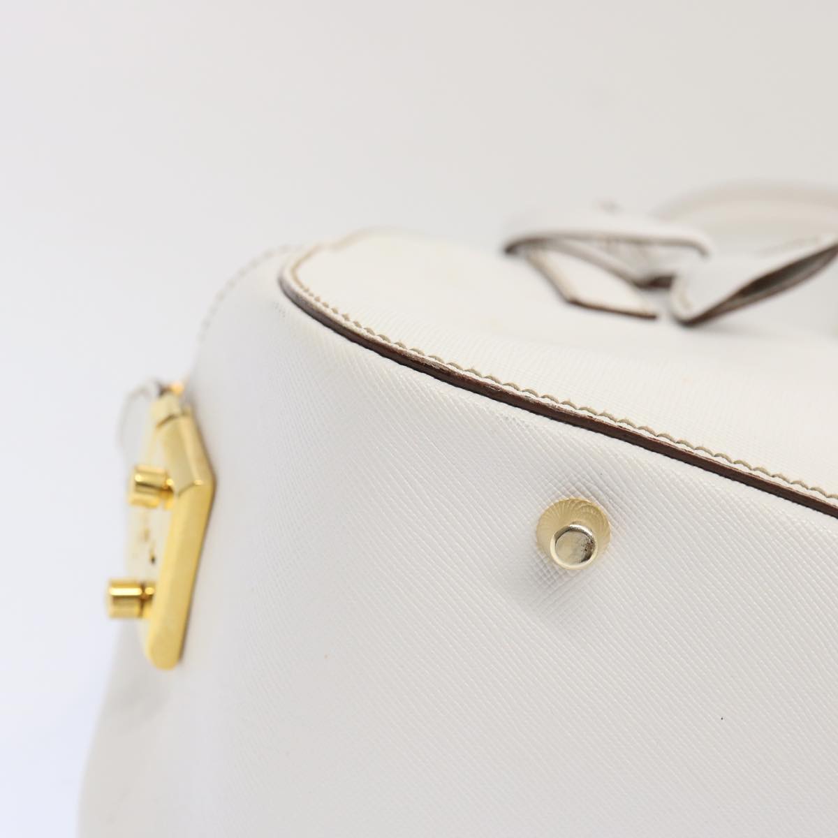 PRADA Safiano leather Shoulder Bag White Auth bs12825