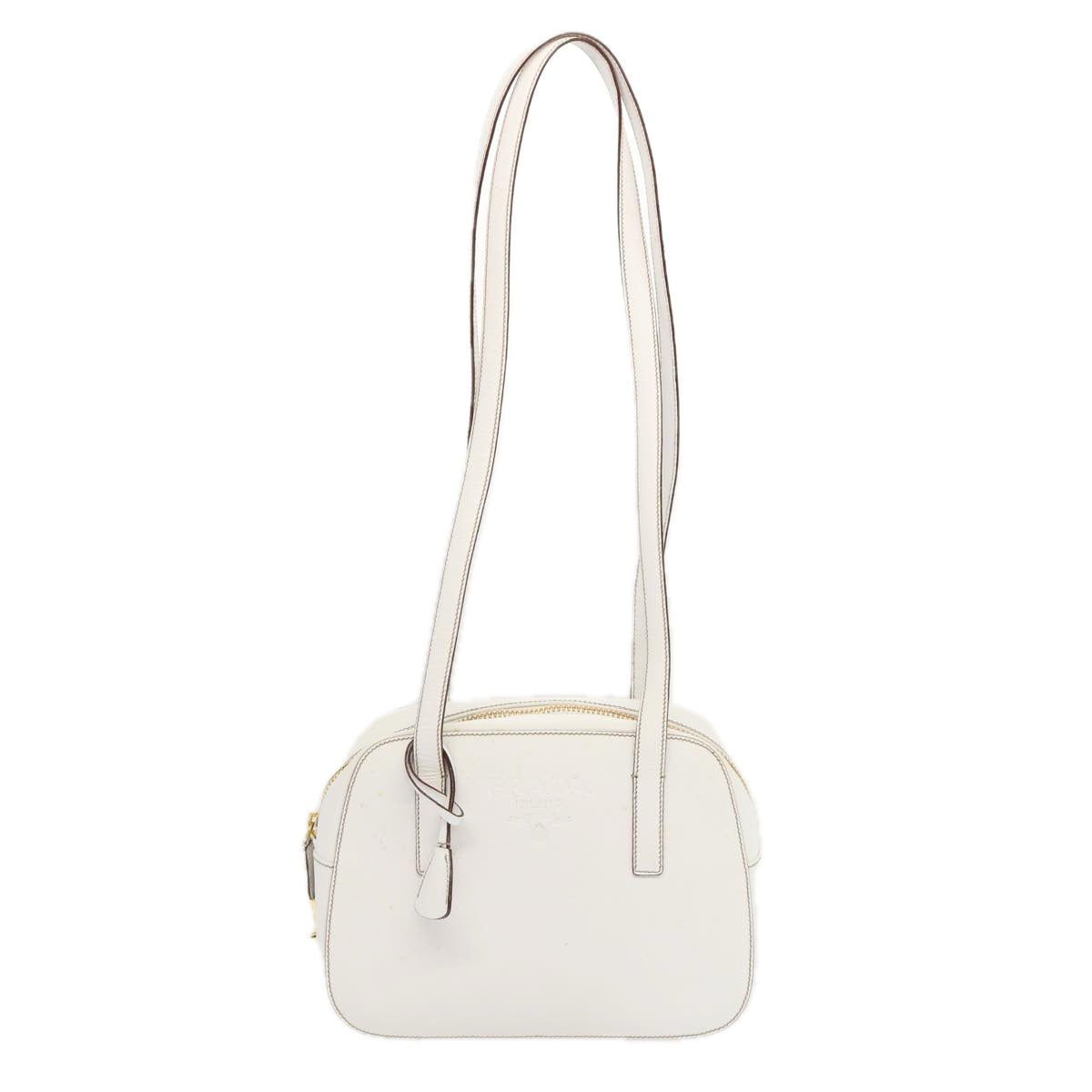 PRADA Safiano leather Shoulder Bag White Auth bs12825