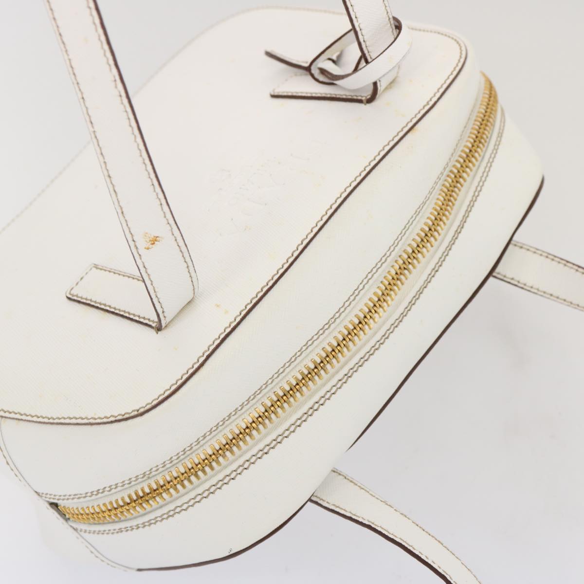 PRADA Safiano leather Shoulder Bag White Auth bs12825