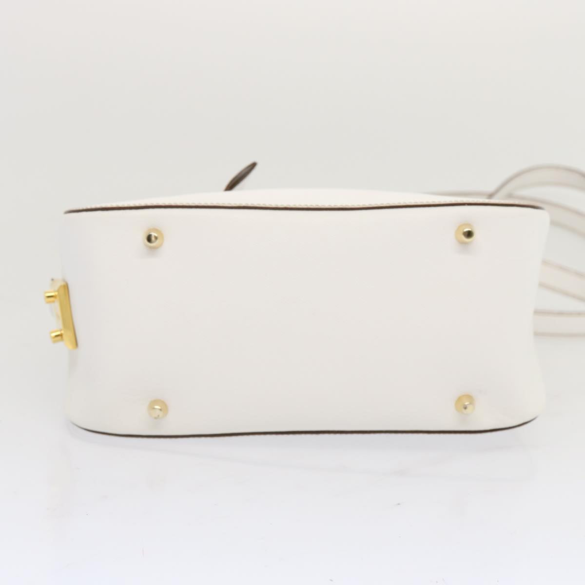 PRADA Safiano leather Shoulder Bag White Auth bs12825