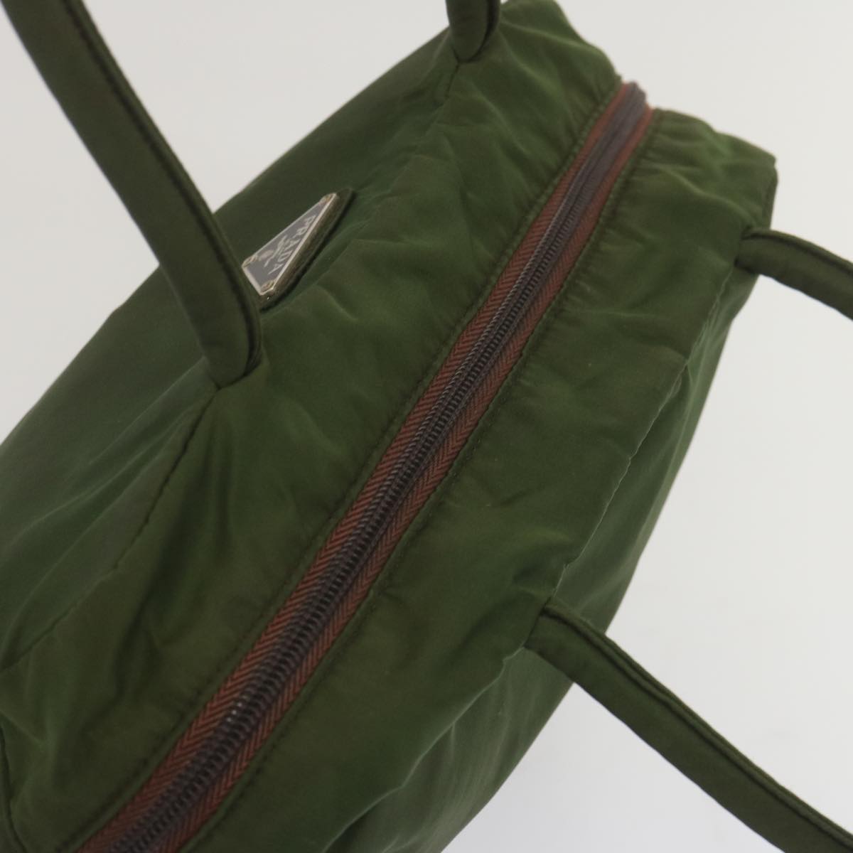 PRADA Hand Bag Nylon Green Auth bs12826