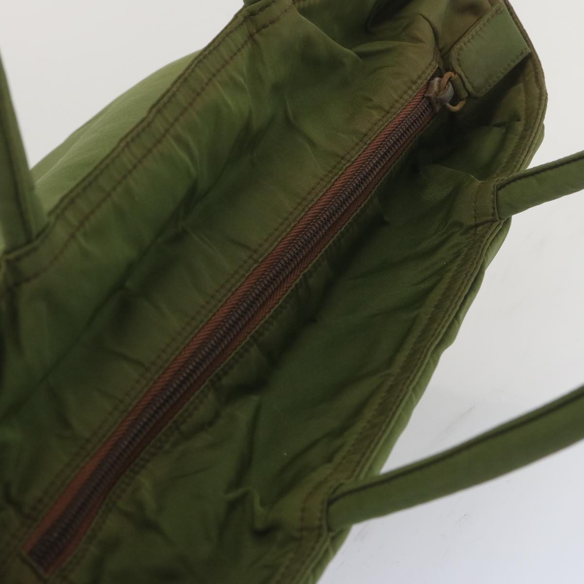 PRADA Hand Bag Nylon Green Auth bs12827