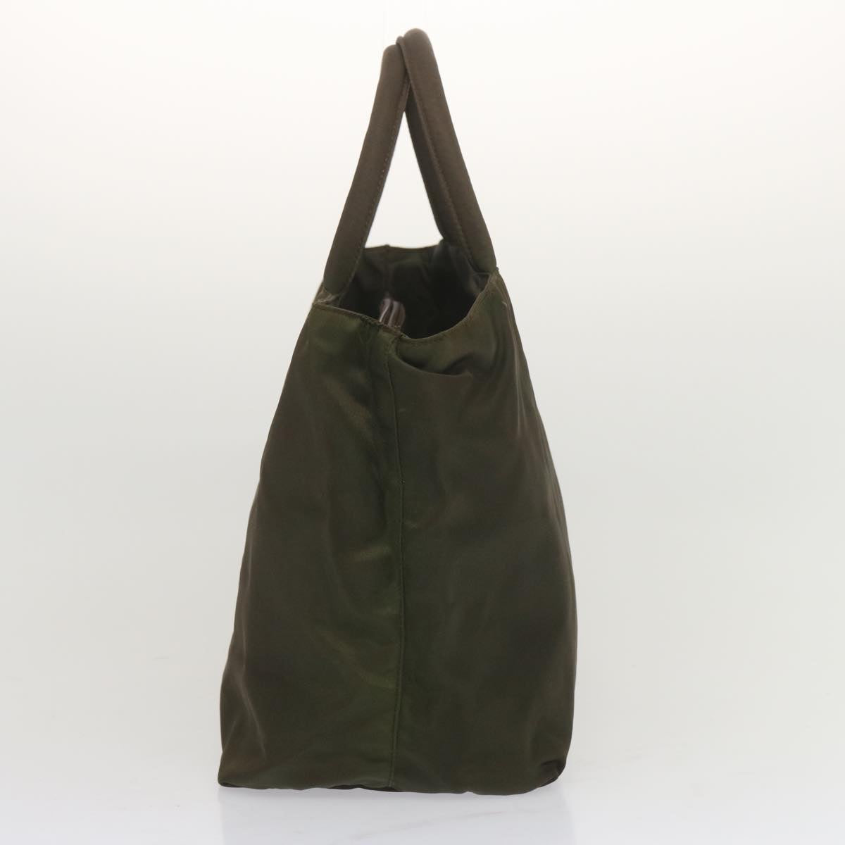 PRADA Hand Bag Nylon Khaki Auth bs12828