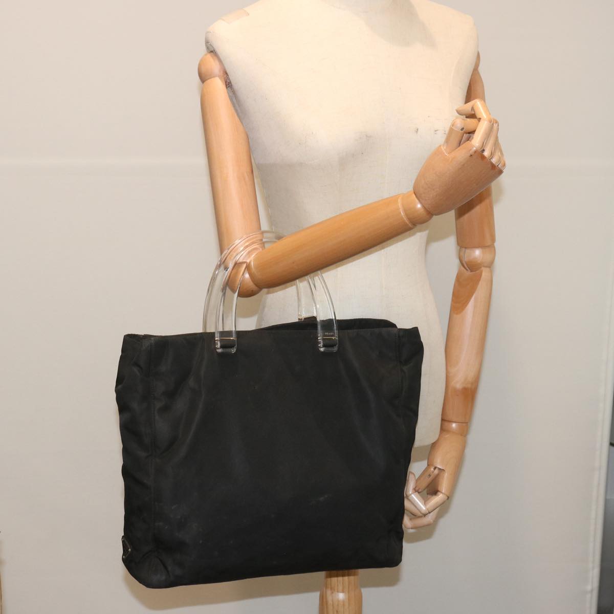 PRADA Hand Bag Nylon Black Auth bs12831