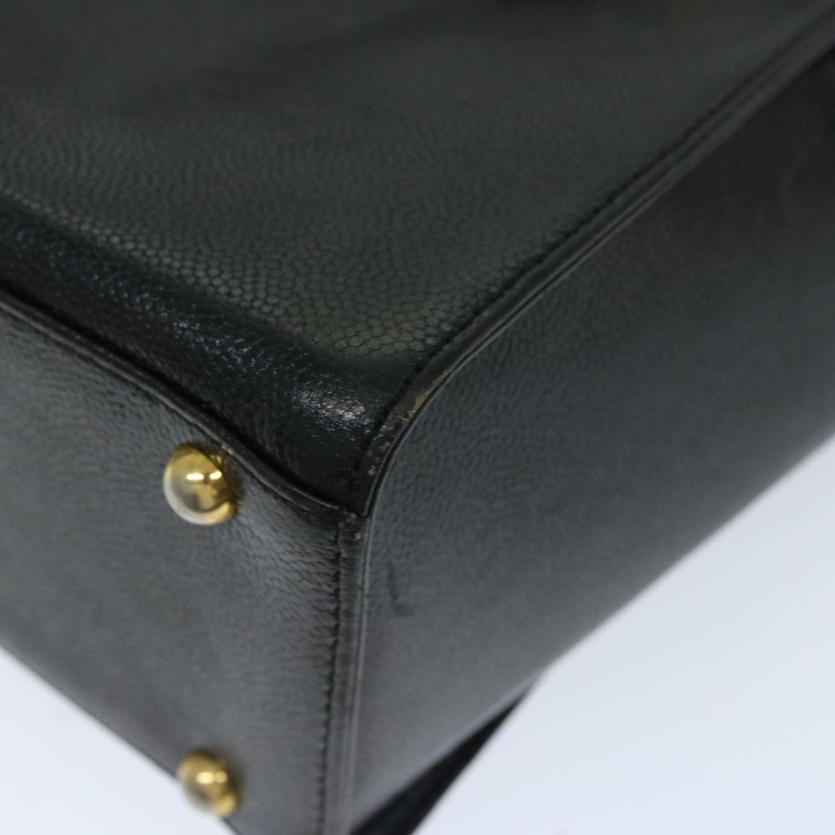 VERSACE Shoulder Bag Leather Black Auth bs12838