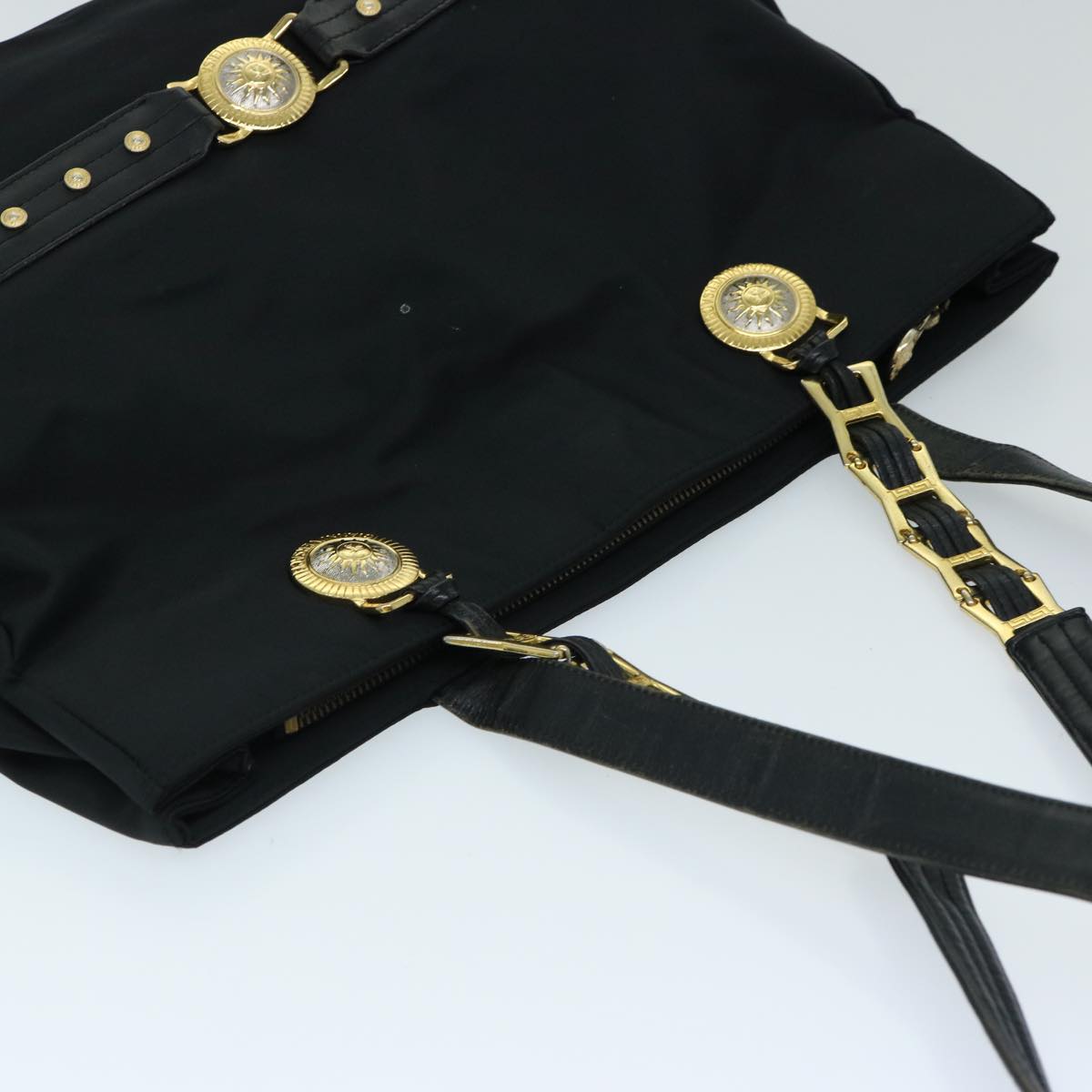 VERSACE Shoulder Bag Nylon Black Auth bs12839