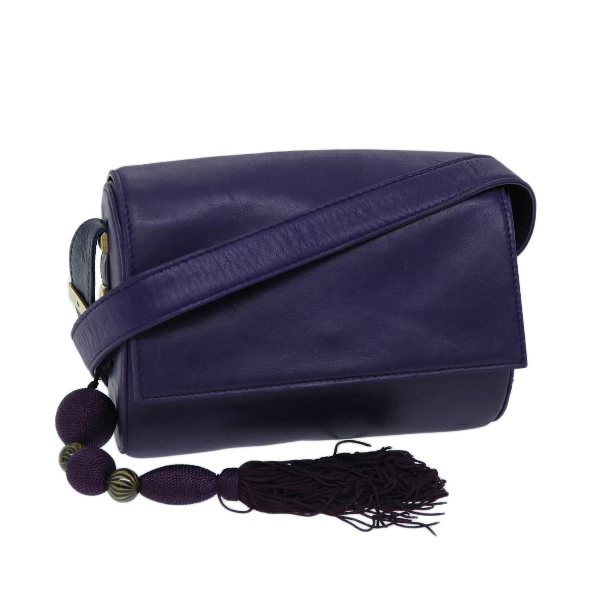 Gianni Versace Shoulder Bag Leather Purple Auth bs12840