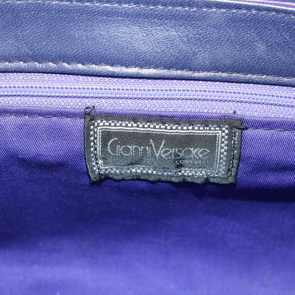 Gianni Versace Shoulder Bag Leather Purple Auth bs12840