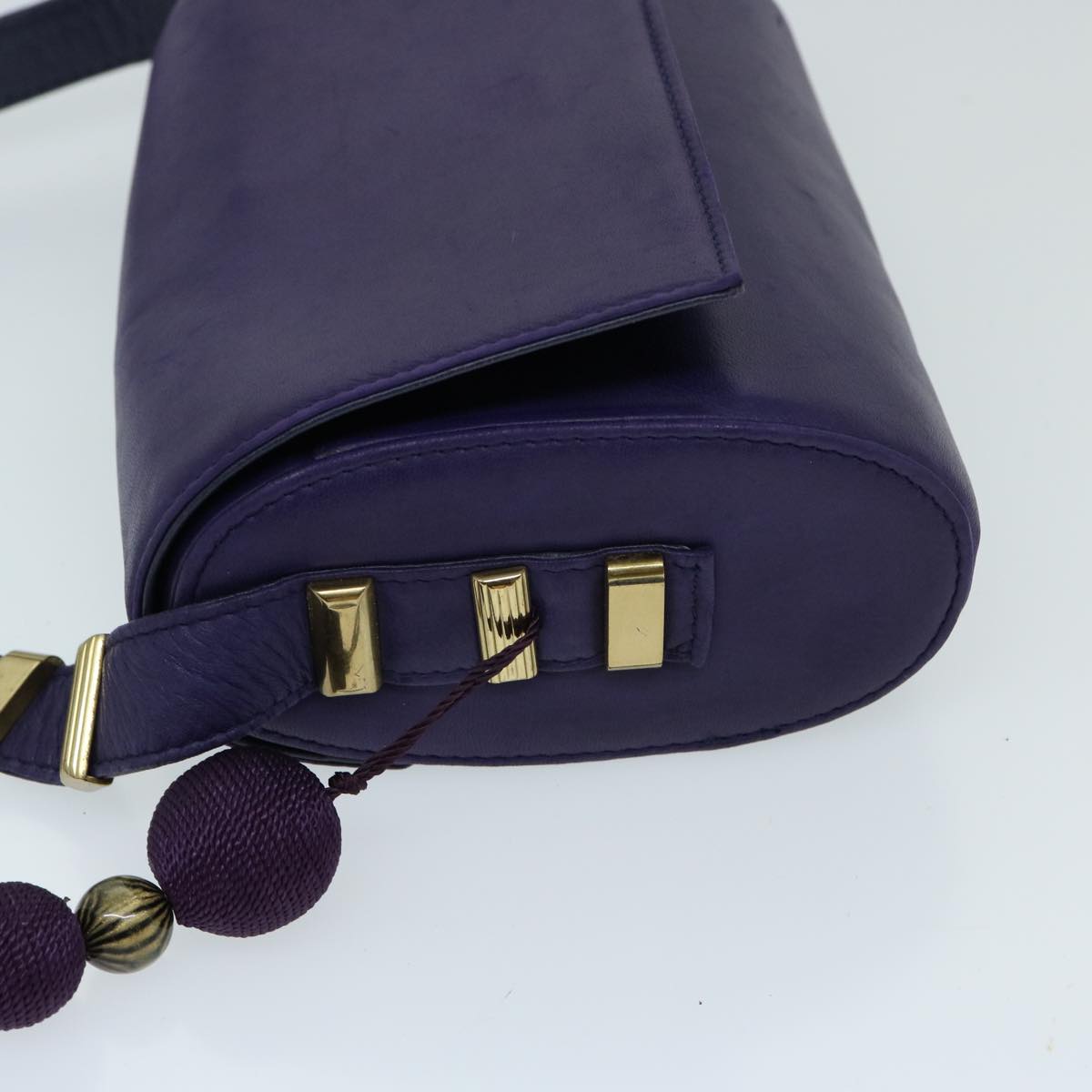 Gianni Versace Shoulder Bag Leather Purple Auth bs12840