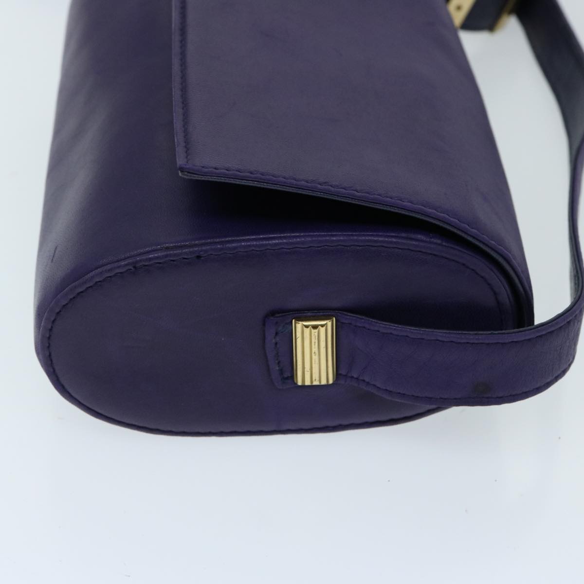 Gianni Versace Shoulder Bag Leather Purple Auth bs12840