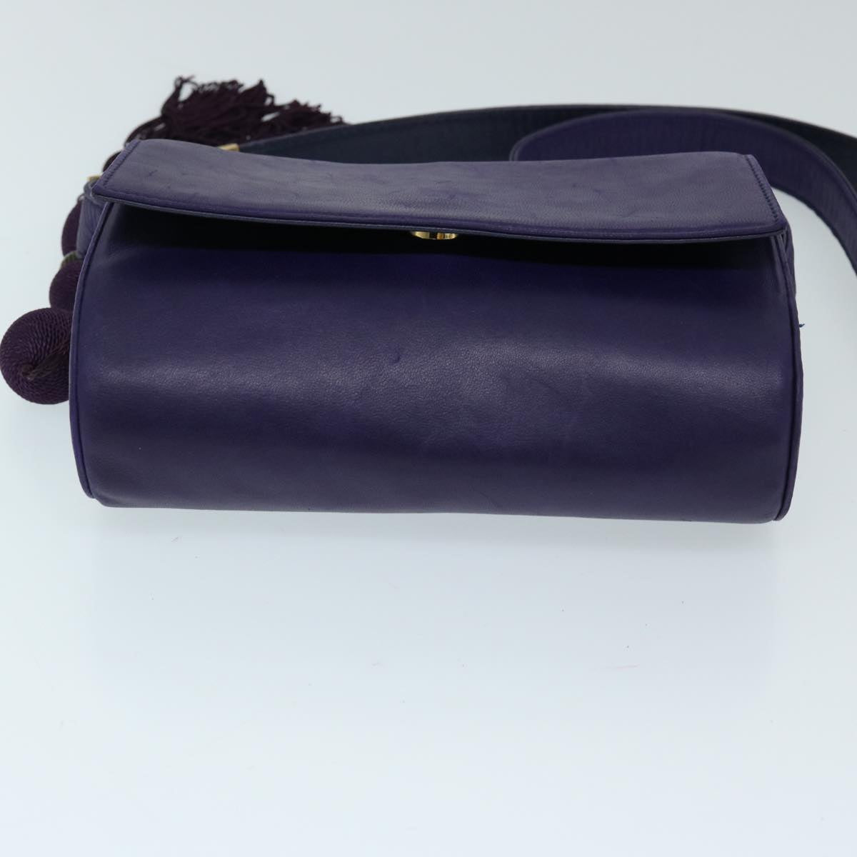 Gianni Versace Shoulder Bag Leather Purple Auth bs12840