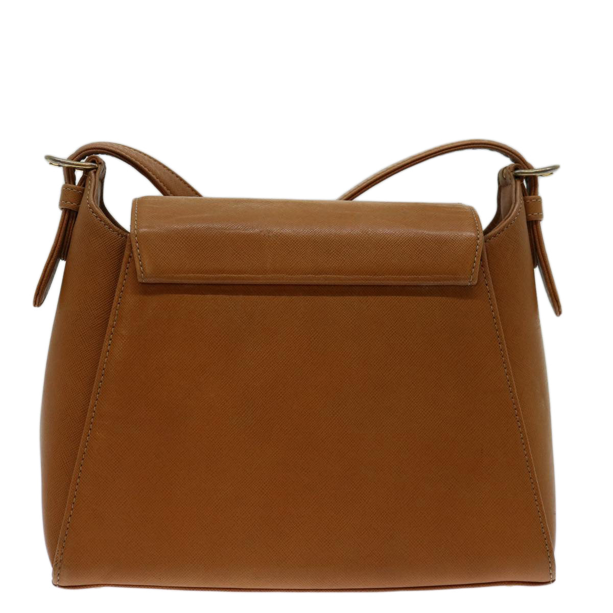 VALENTINO Shoulder Bag Leather Brown Orange Auth bs12841