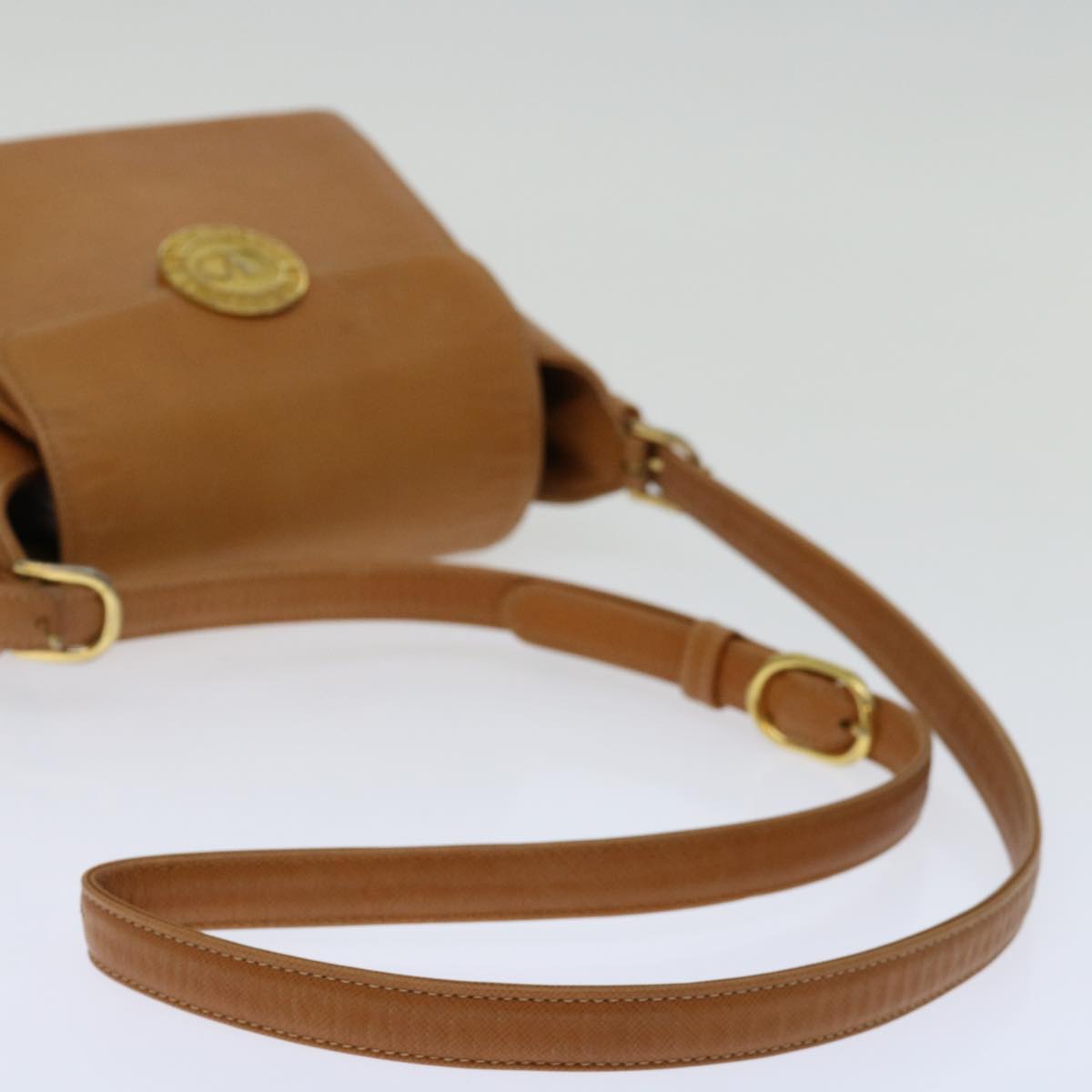 VALENTINO Shoulder Bag Leather Brown Orange Auth bs12841