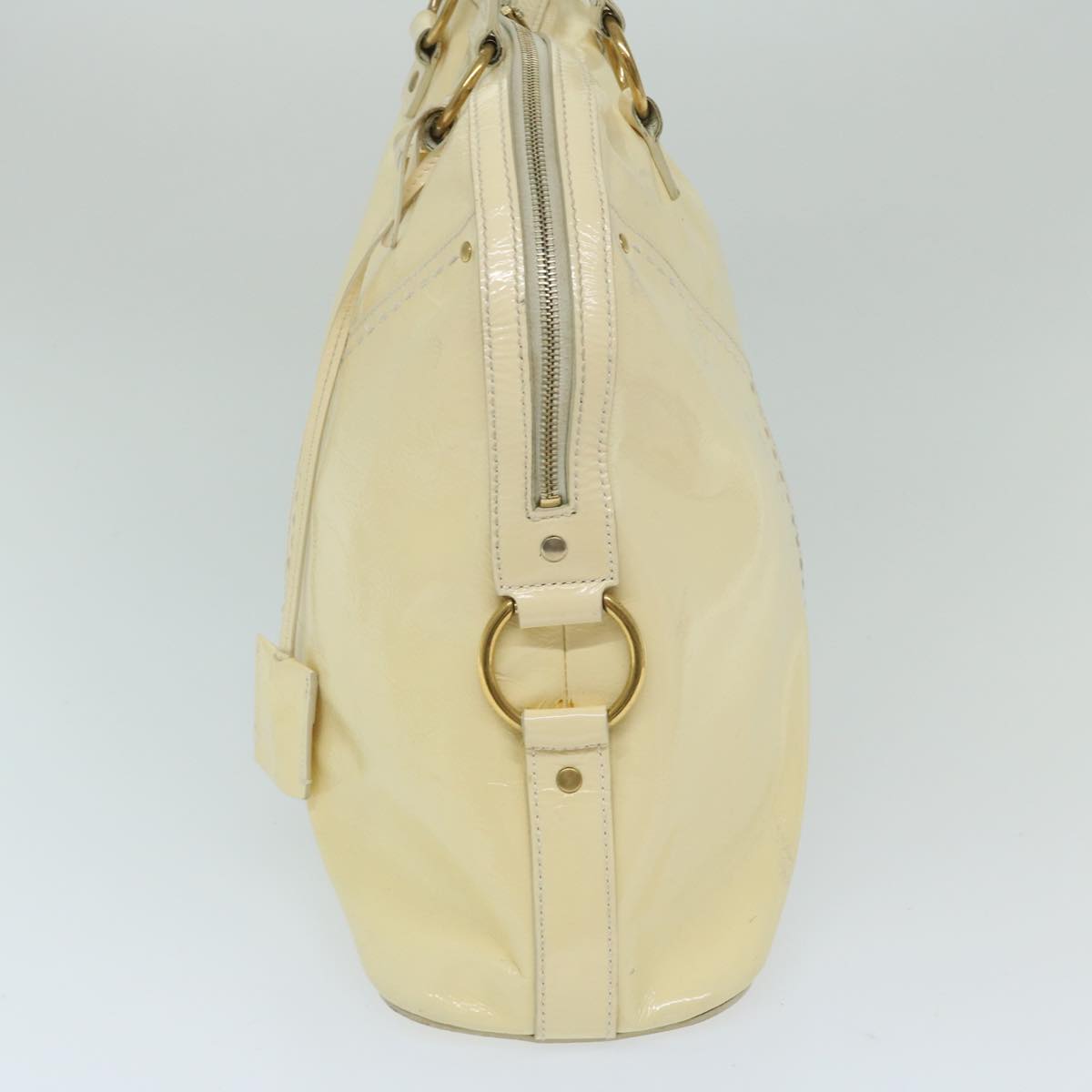 SAINT LAURENT Hand Bag Enamel Cream Auth bs12843 - 0