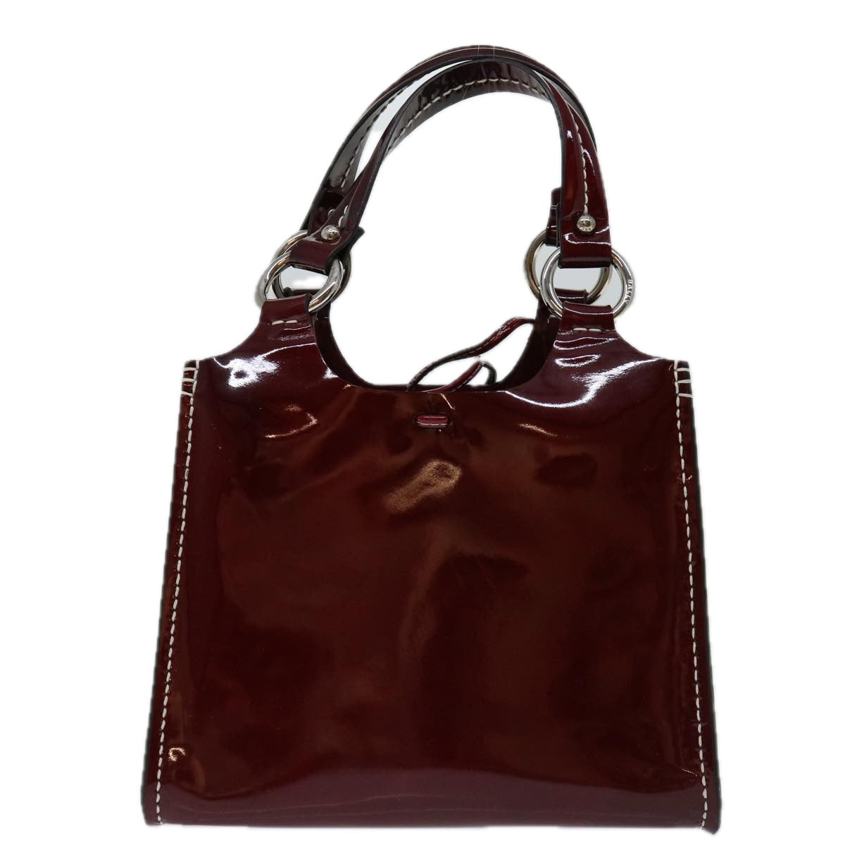 BALLY Hand Bag Enamel Red Auth bs12846