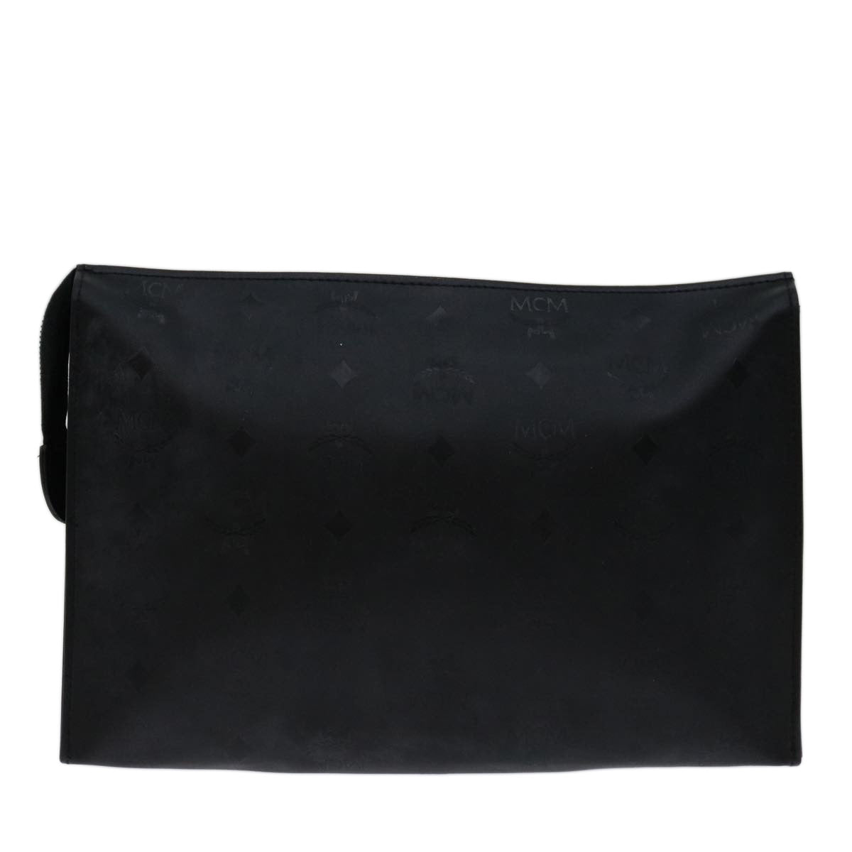 MCM Vicetos Logogram Clutch Bag PVC Black Auth bs12848 - 0