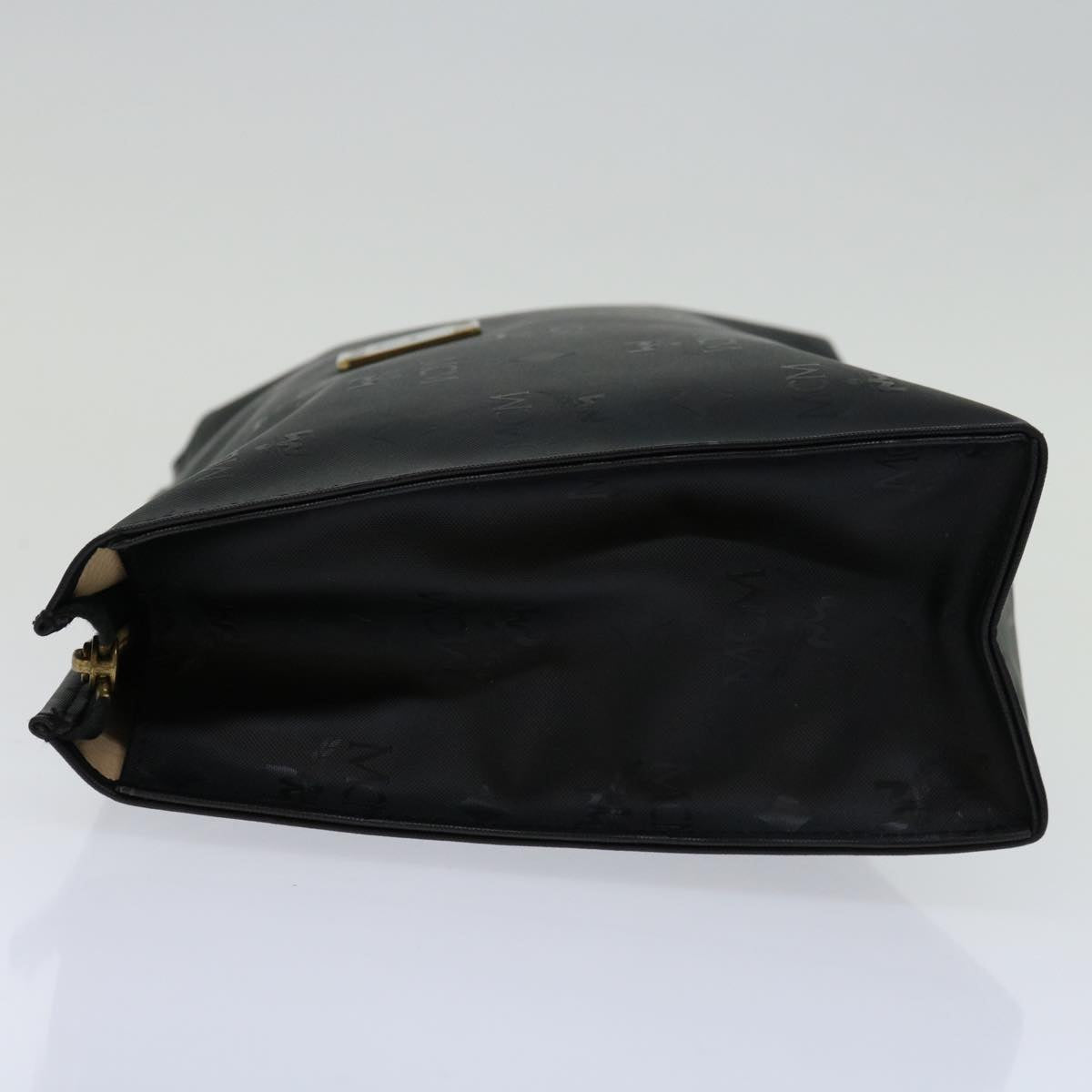 MCM Vicetos Logogram Clutch Bag PVC Black Auth bs12848