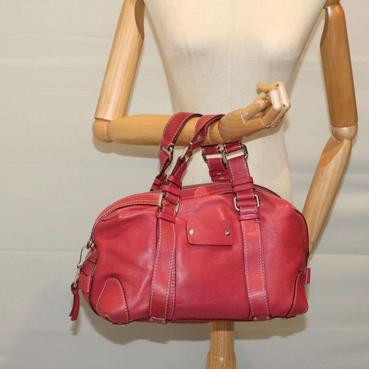 Chloe Hand Bag Leather Pink Auth bs12851