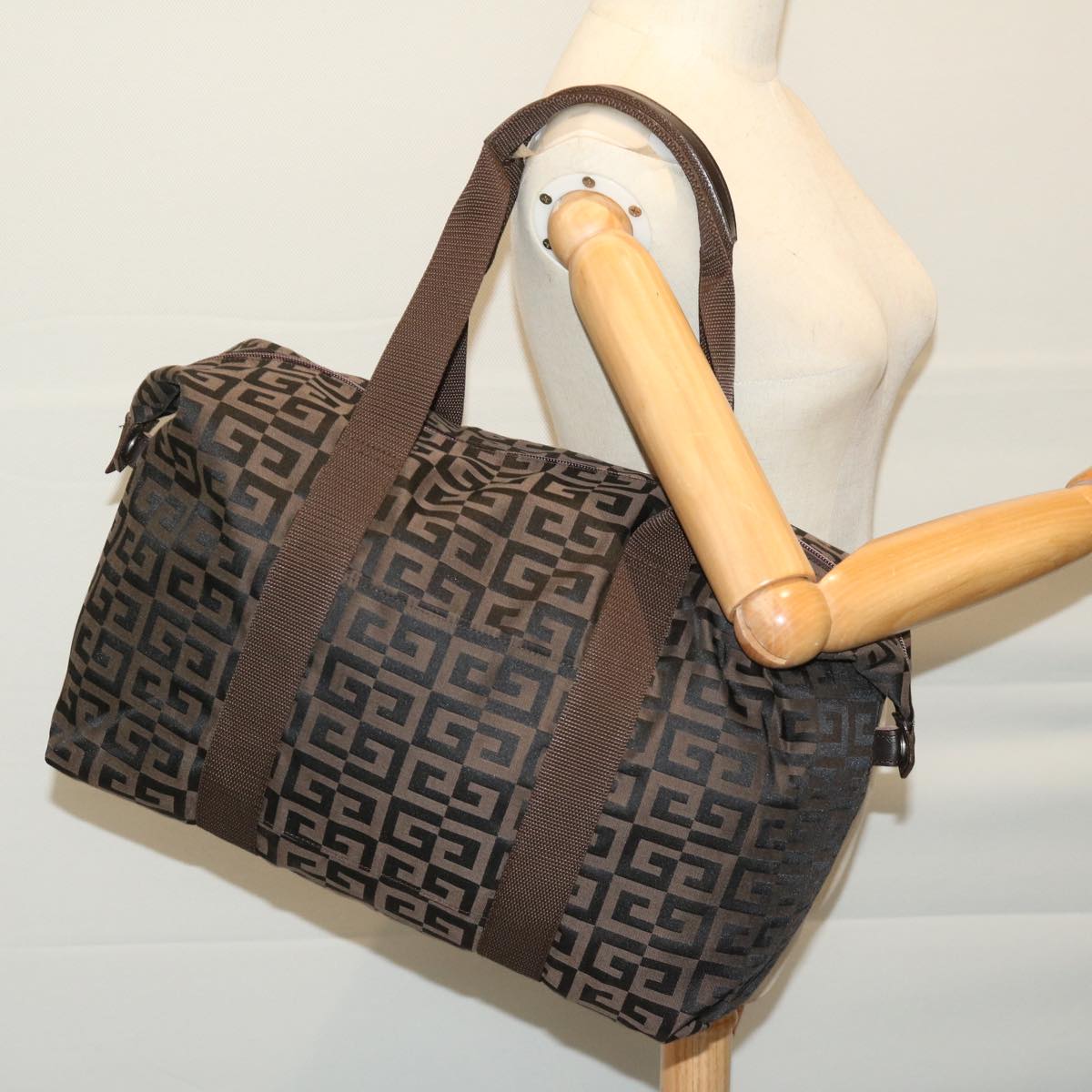 GIVENCHY Tote Bag Canvas Brown Black Auth bs12852