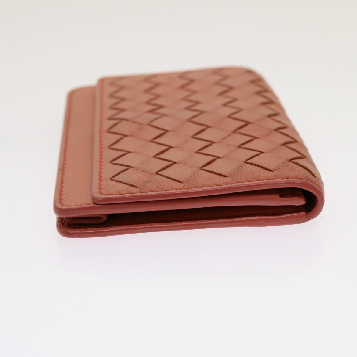 BOTTEGA VENETA INTRECCIATO Card Case Leather Pink Auth bs12861