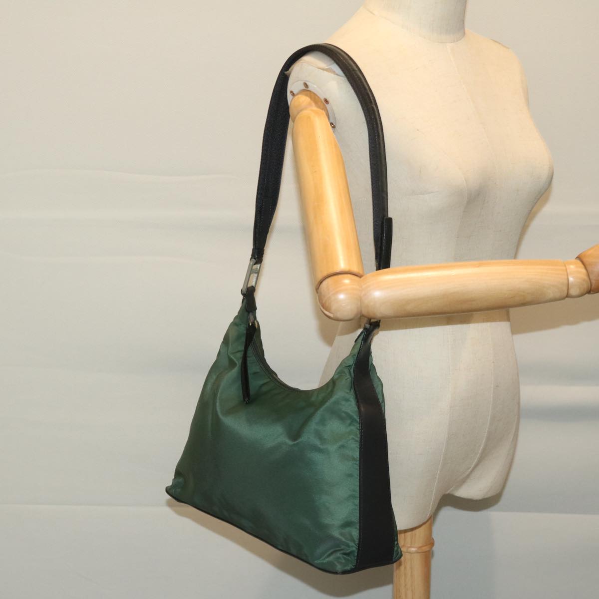 PRADA Shoulder Bag Nylon Green Auth bs12873