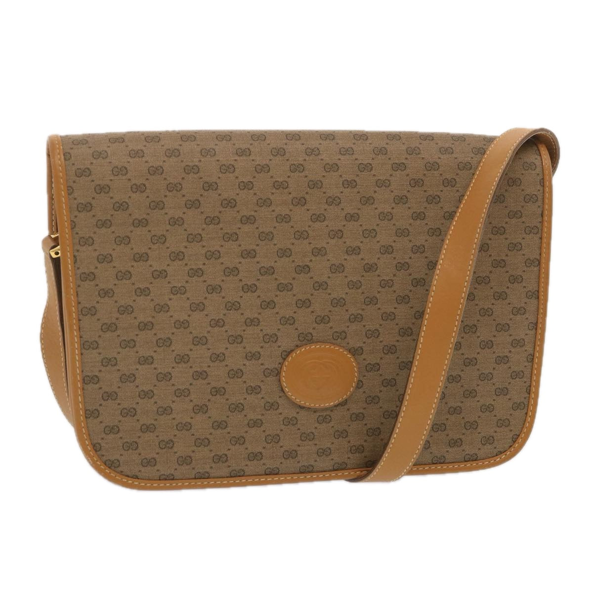 GUCCI Micro GG Supreme Shoulder Bag PVC Beige Auth bs12881