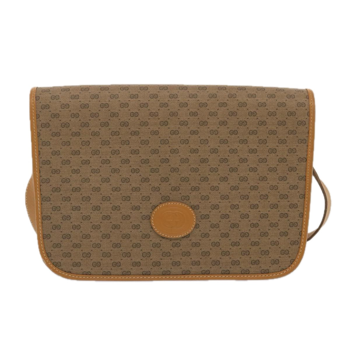 GUCCI Micro GG Supreme Shoulder Bag PVC Beige Auth bs12881