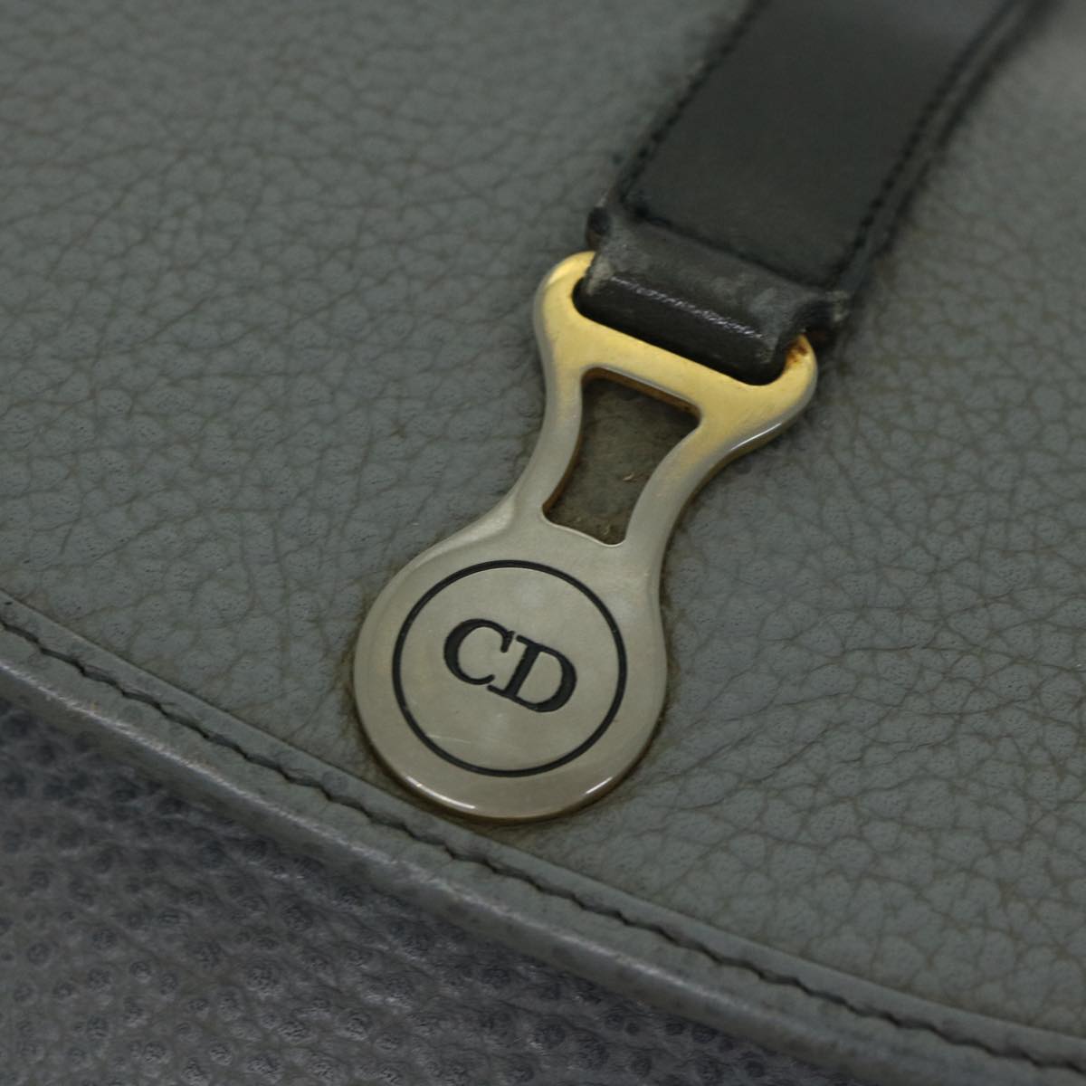 Christian Dior Shoulder Bag Leather Gray Auth bs12882