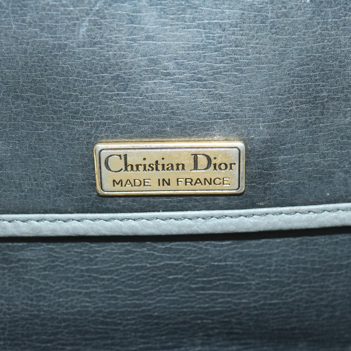 Christian Dior Shoulder Bag Leather Gray Auth bs12882