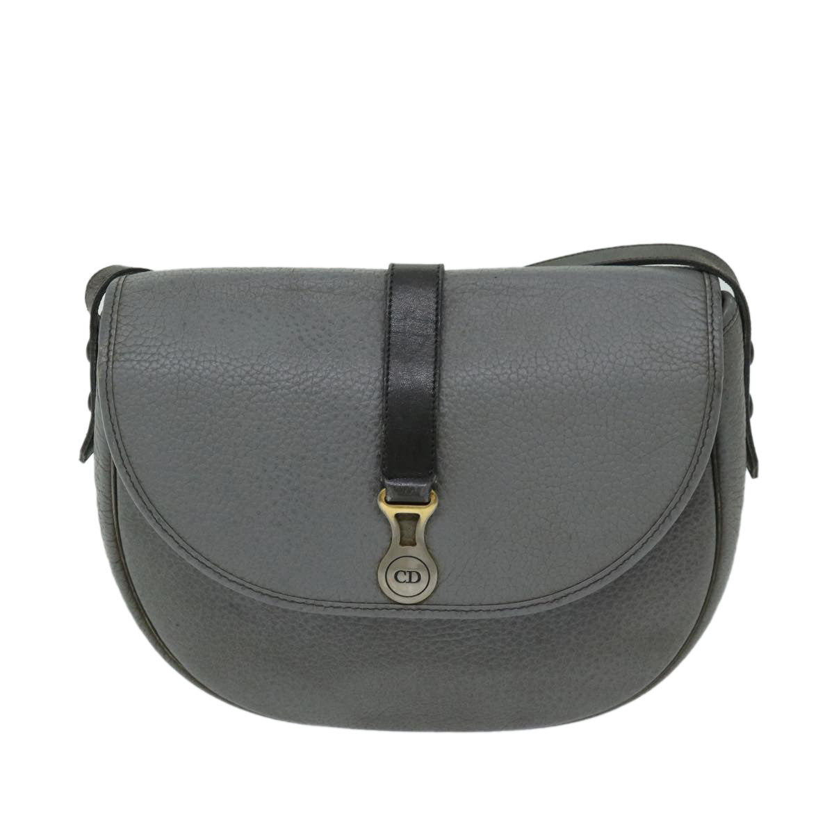 Christian Dior Shoulder Bag Leather Gray Auth bs12882 - 0