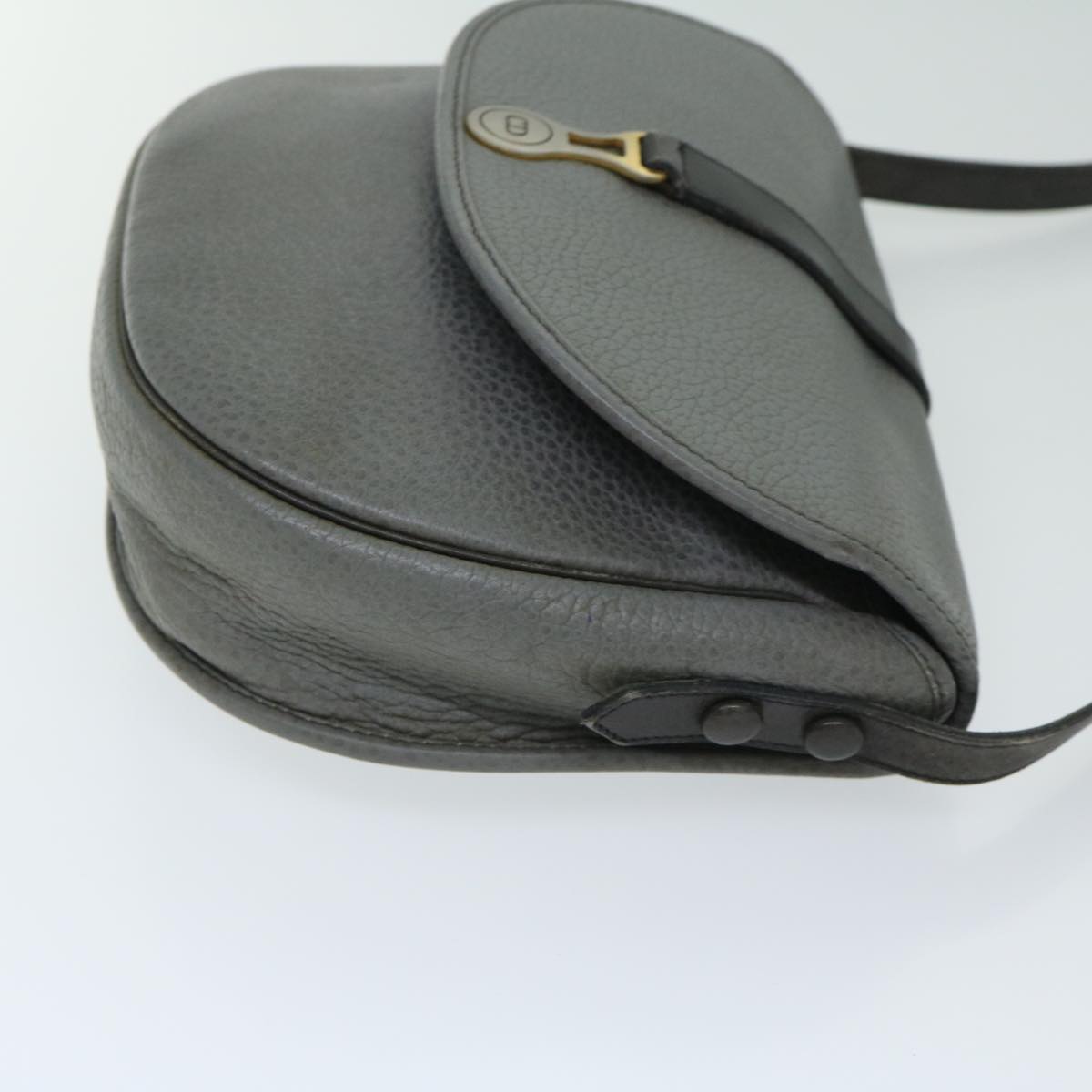 Christian Dior Shoulder Bag Leather Gray Auth bs12882