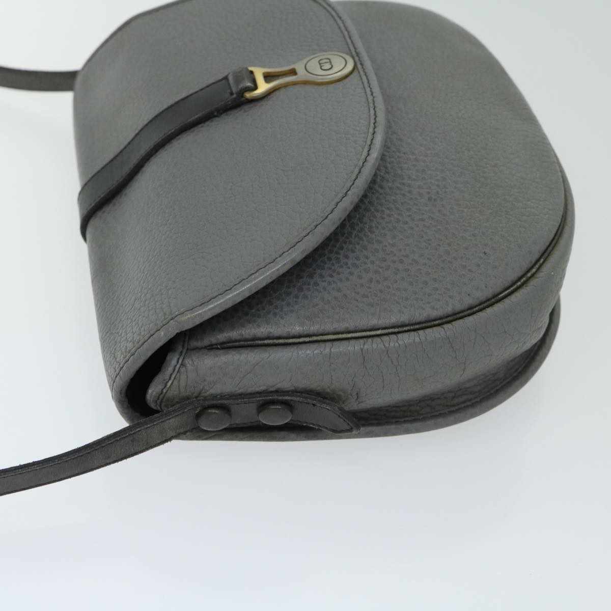 Christian Dior Shoulder Bag Leather Gray Auth bs12882