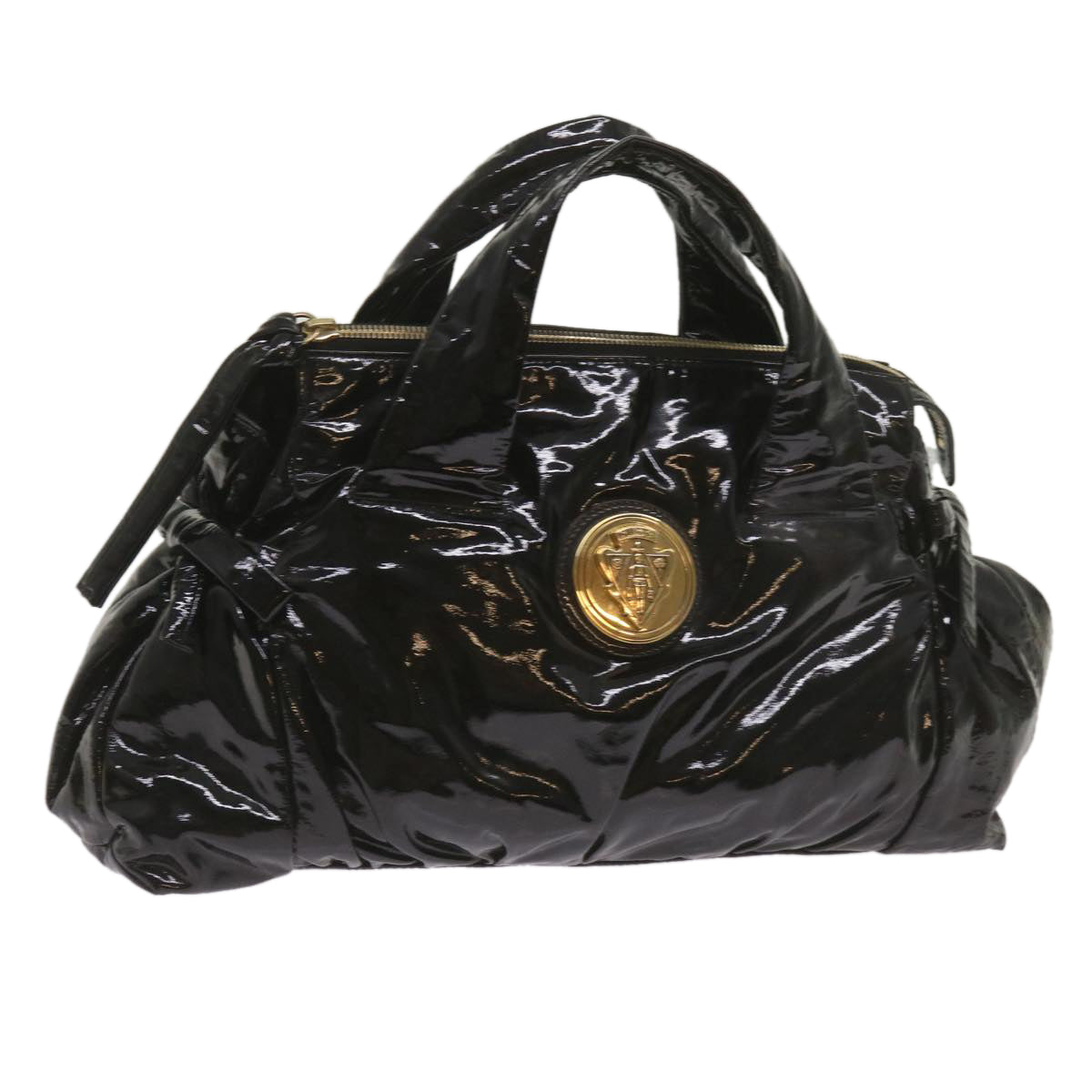 GUCCI Hand Bag Patent leather Black 197020 Auth bs12891