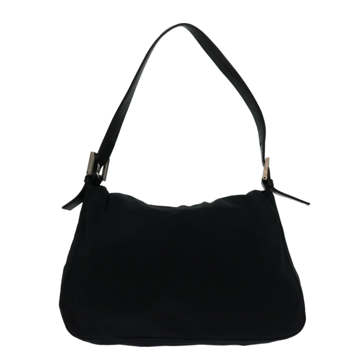 FENDI Mamma Baguette Shoulder Bag Nylon Black Auth bs12893 - 0