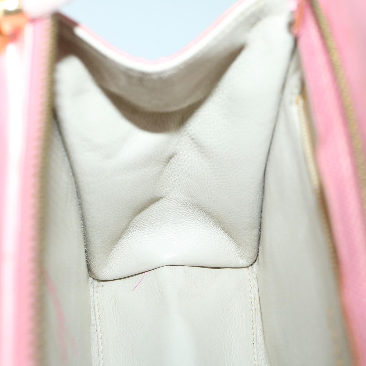 CHANEL V Stitch Stone Shoulder Bag Canvas Pink CC Auth bs12895