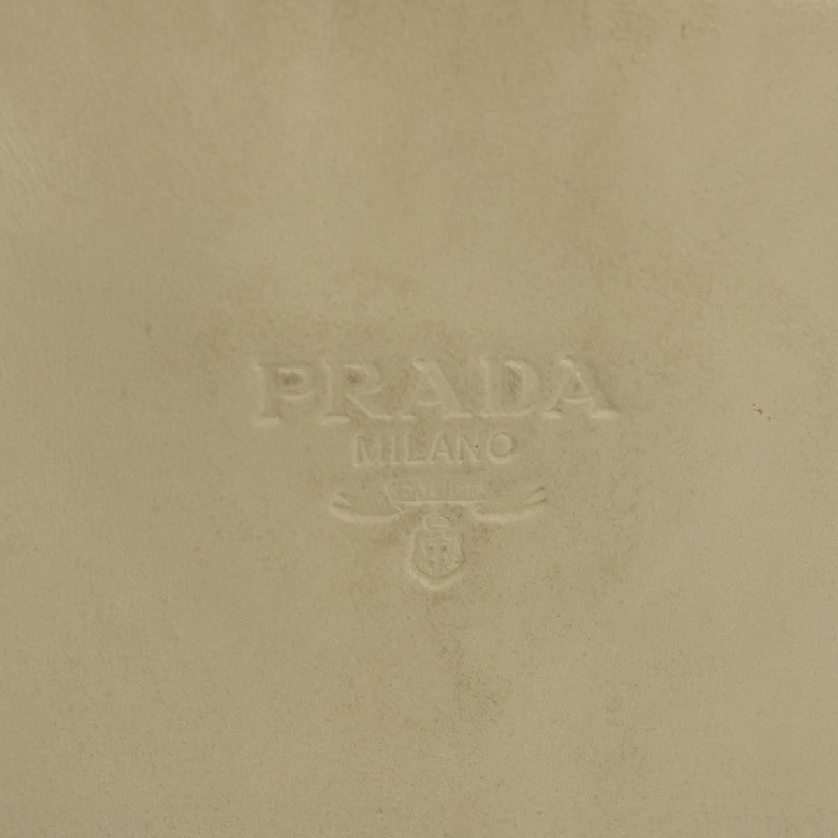 PRADA Hand Bag Leather Beige Auth bs12897