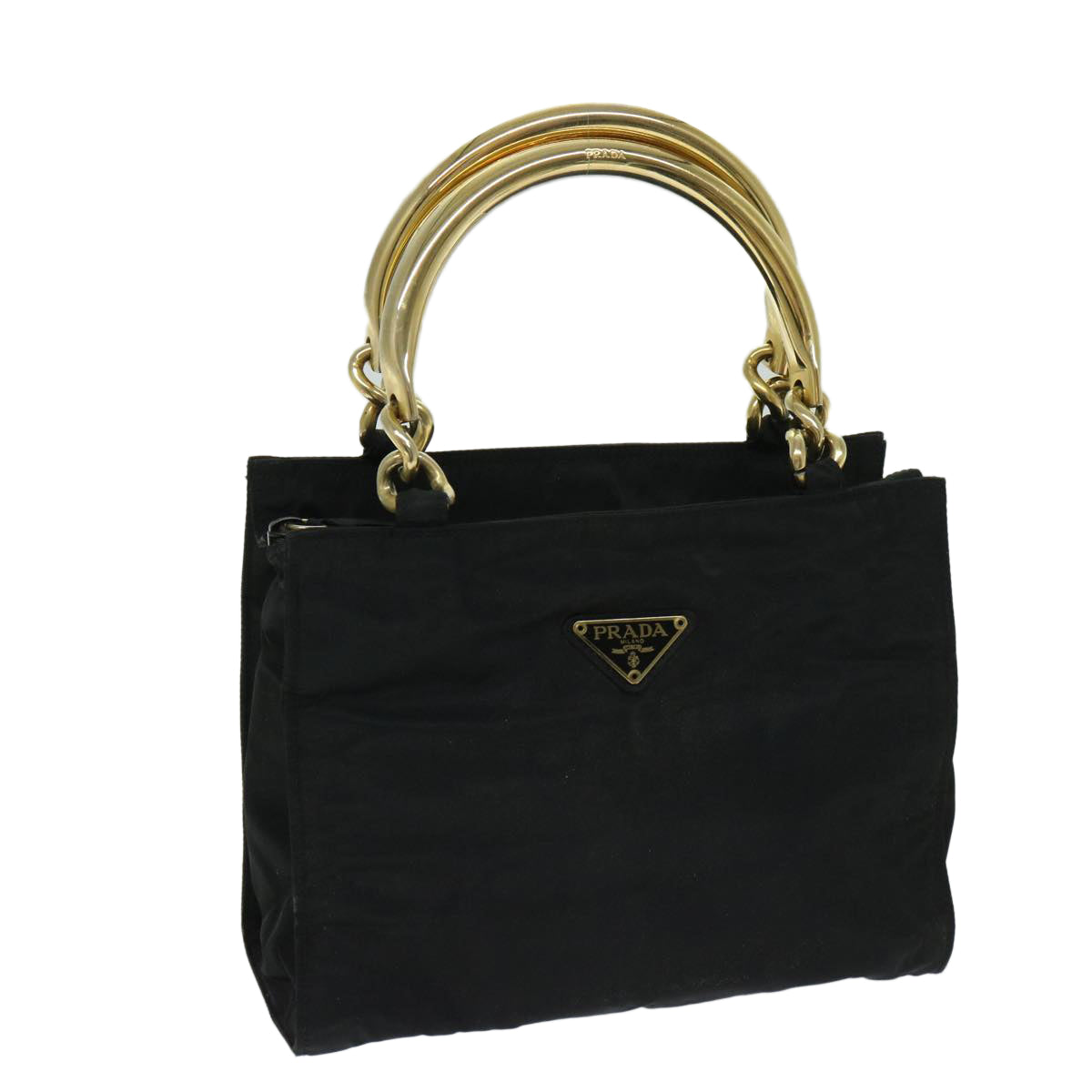 PRADA Hand Bag Nylon Black Auth bs12898