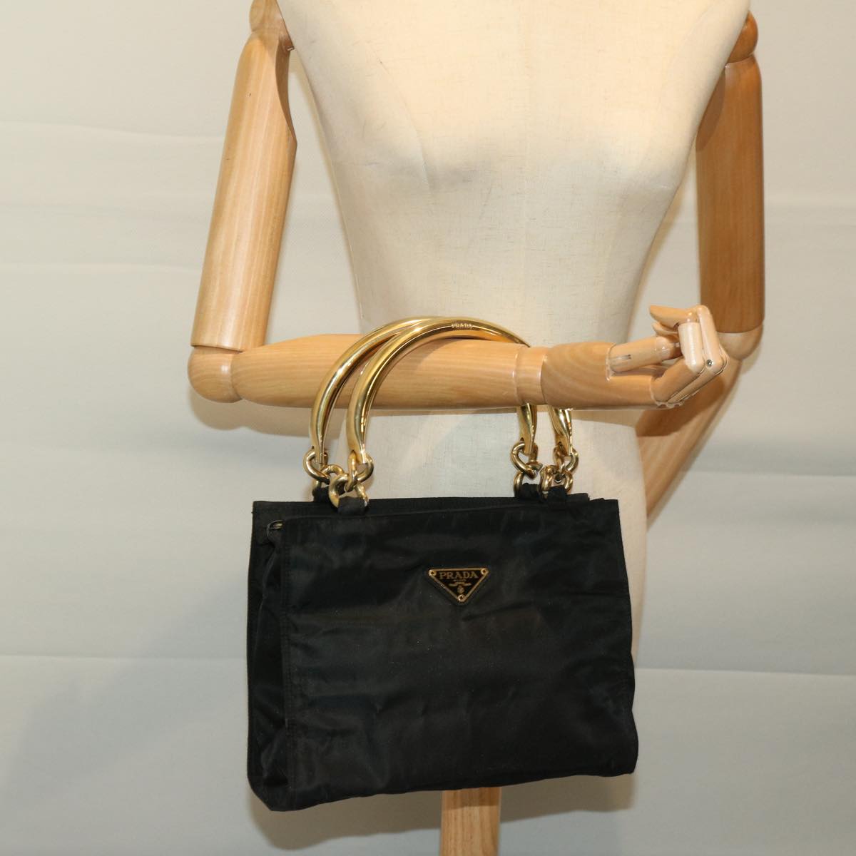 PRADA Hand Bag Nylon Black Auth bs12898