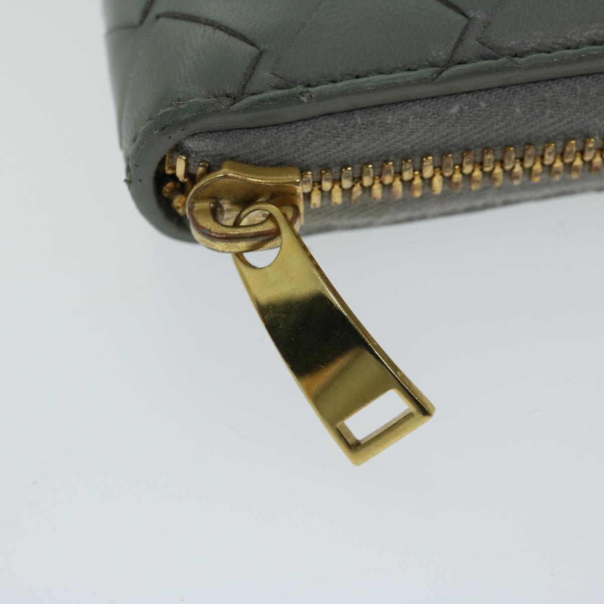 BOTTEGA VENETA MAXI INTRECCIATO Long Wallet Leather Gray Auth bs12901