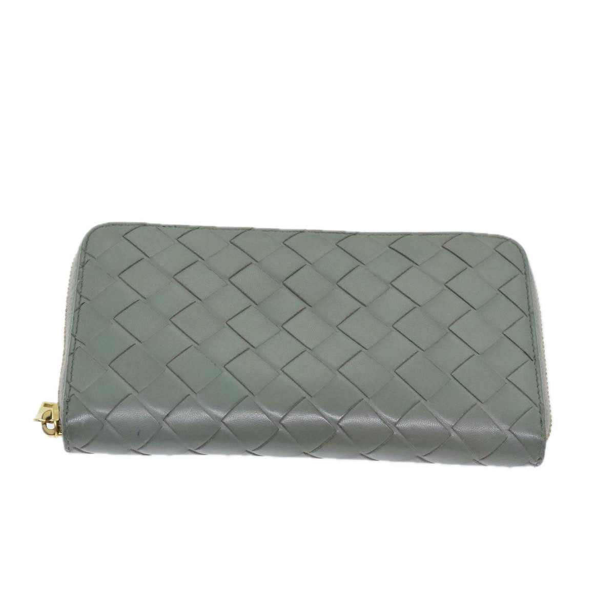 BOTTEGA VENETA MAXI INTRECCIATO Long Wallet Leather Gray Auth bs12901