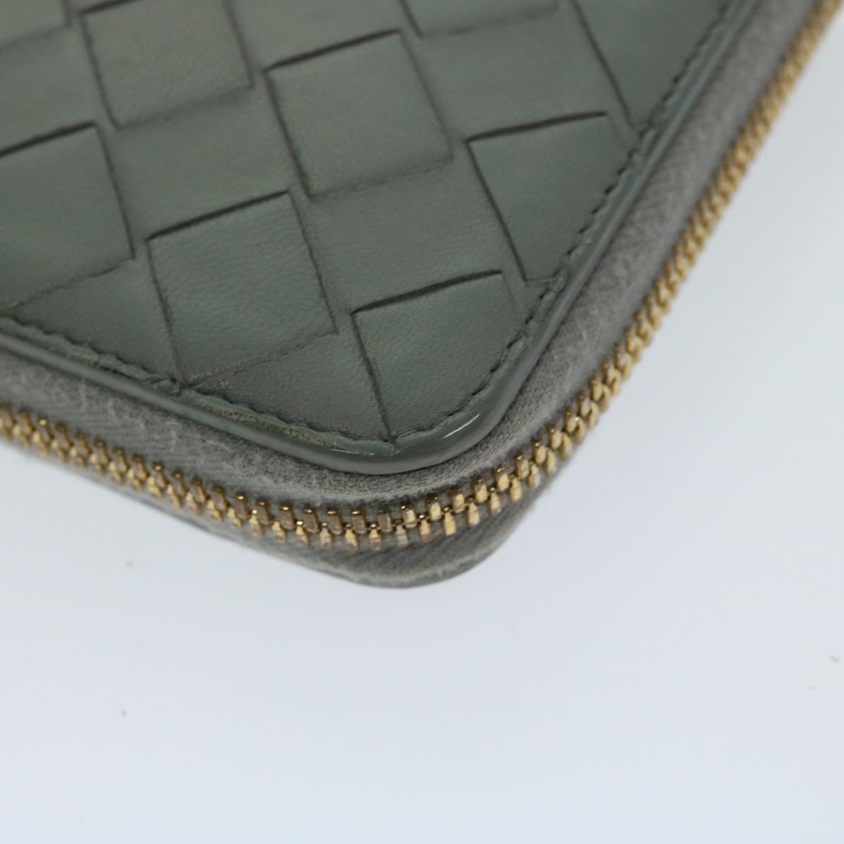 BOTTEGA VENETA MAXI INTRECCIATO Long Wallet Leather Gray Auth bs12901