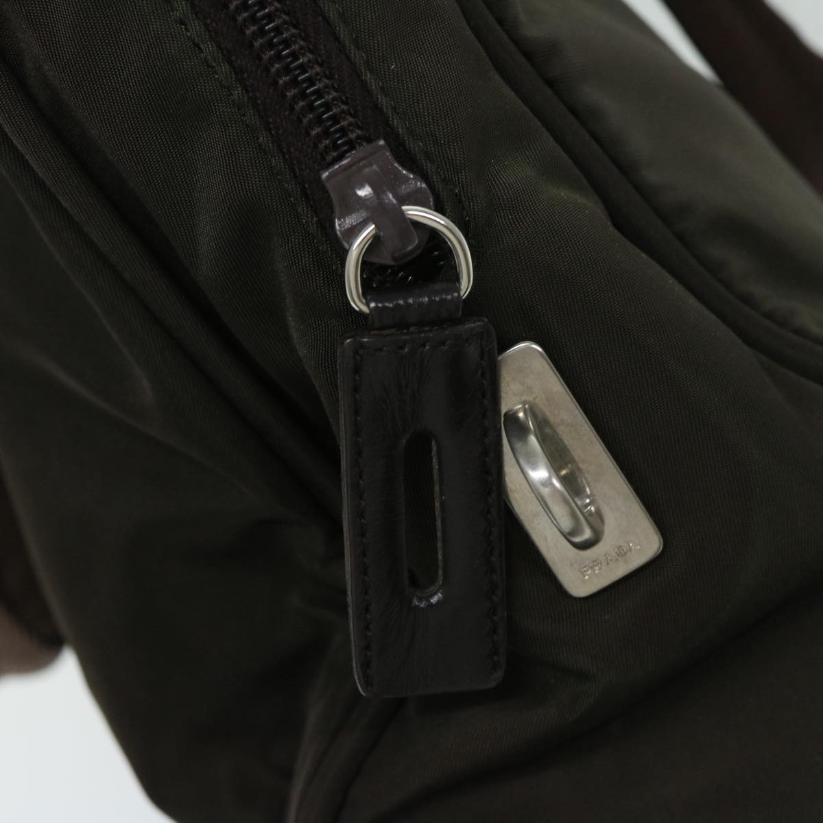 PRADA Shoulder Bag Nylon Khaki Auth bs12906