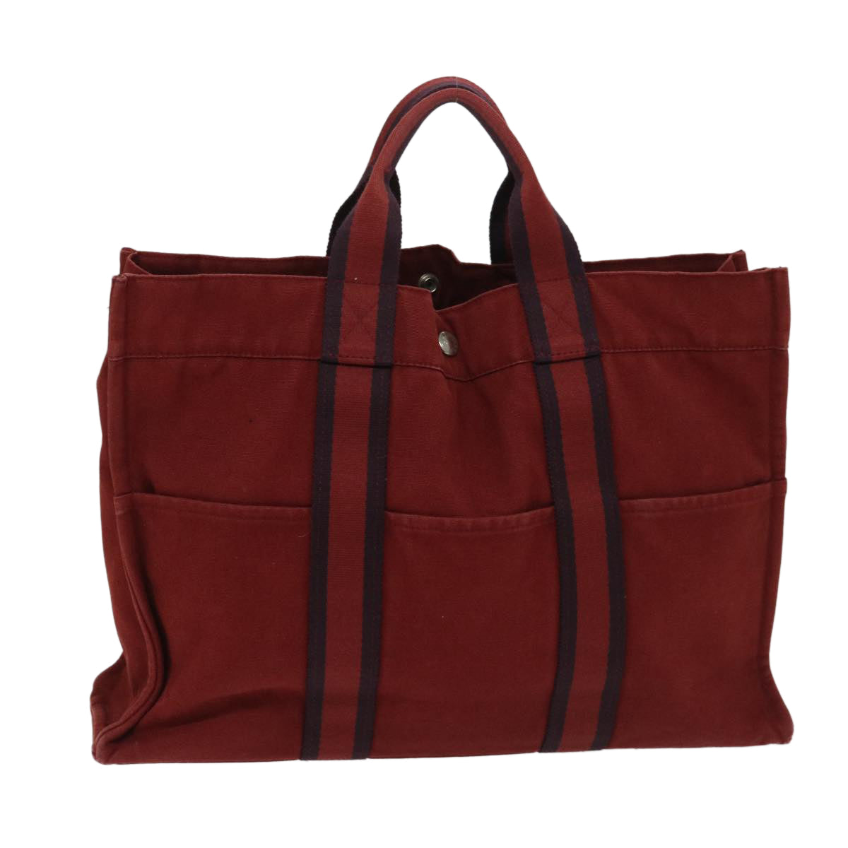 HERMES Fourre Tout MM Hand Bag Canvas Red Auth bs12912