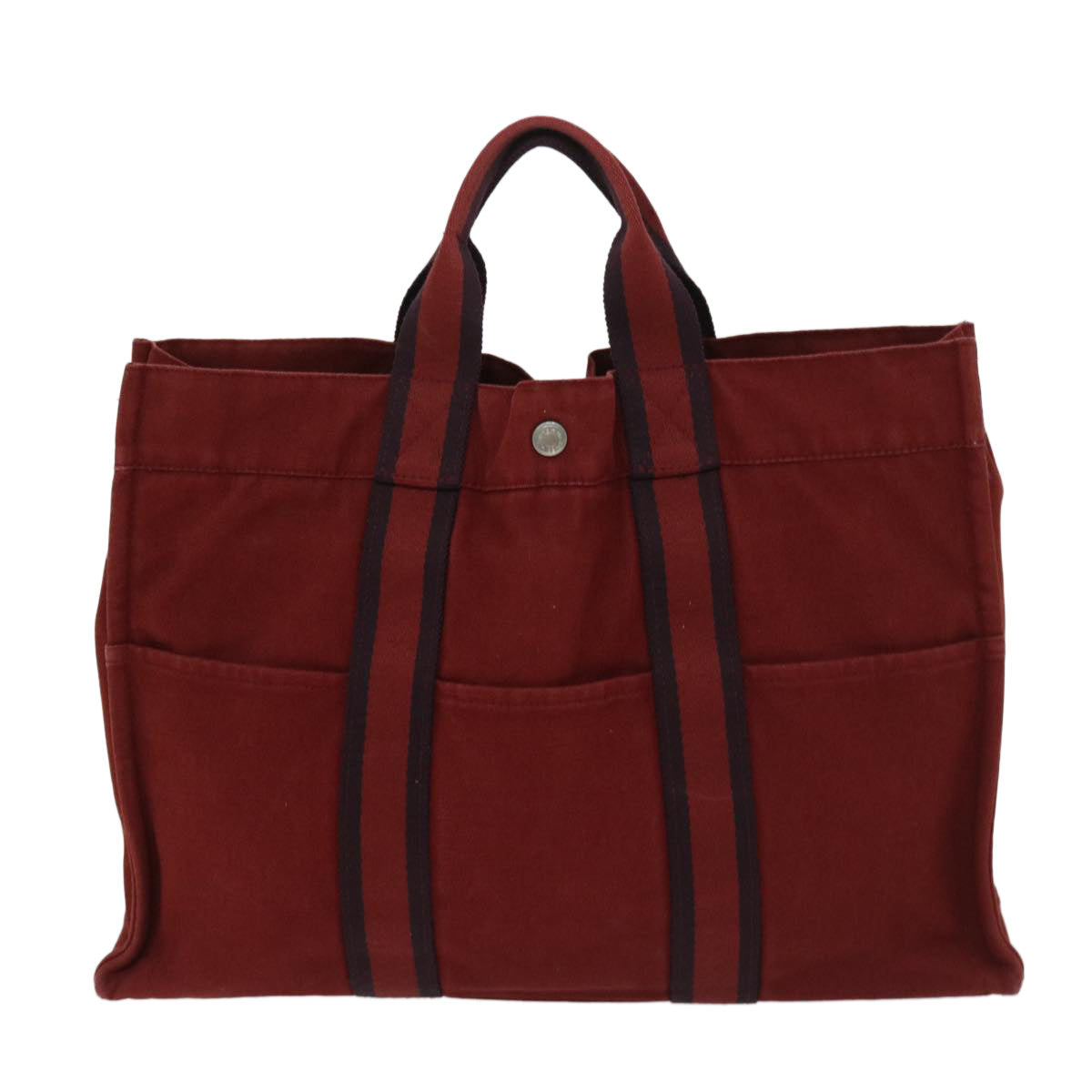 HERMES Fourre Tout MM Hand Bag Canvas Red Auth bs12912 - 0