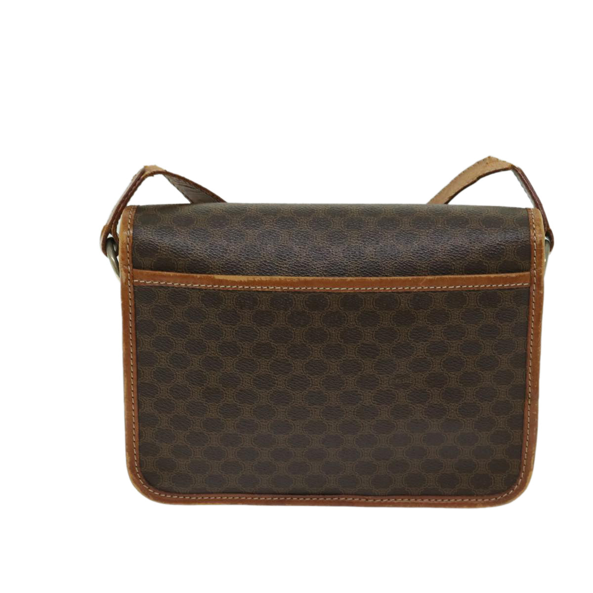 CELINE Macadam Canvas Shoulder Bag PVC Leather Brown Auth bs12922