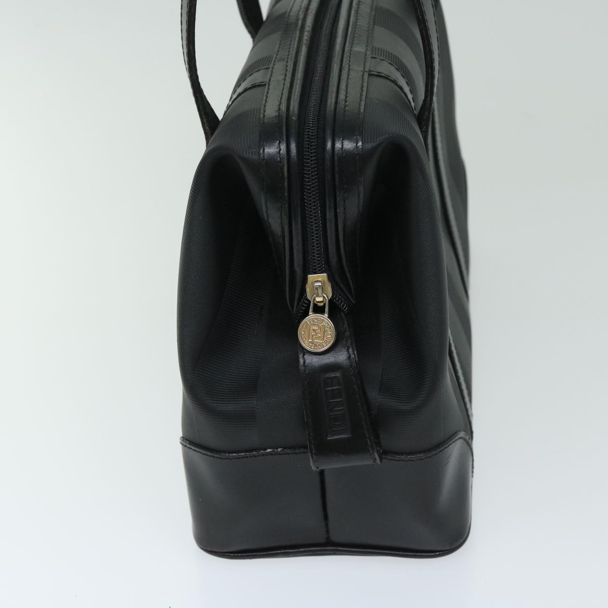 FENDI Pecan Canvas Hand Bag Black Auth bs12934