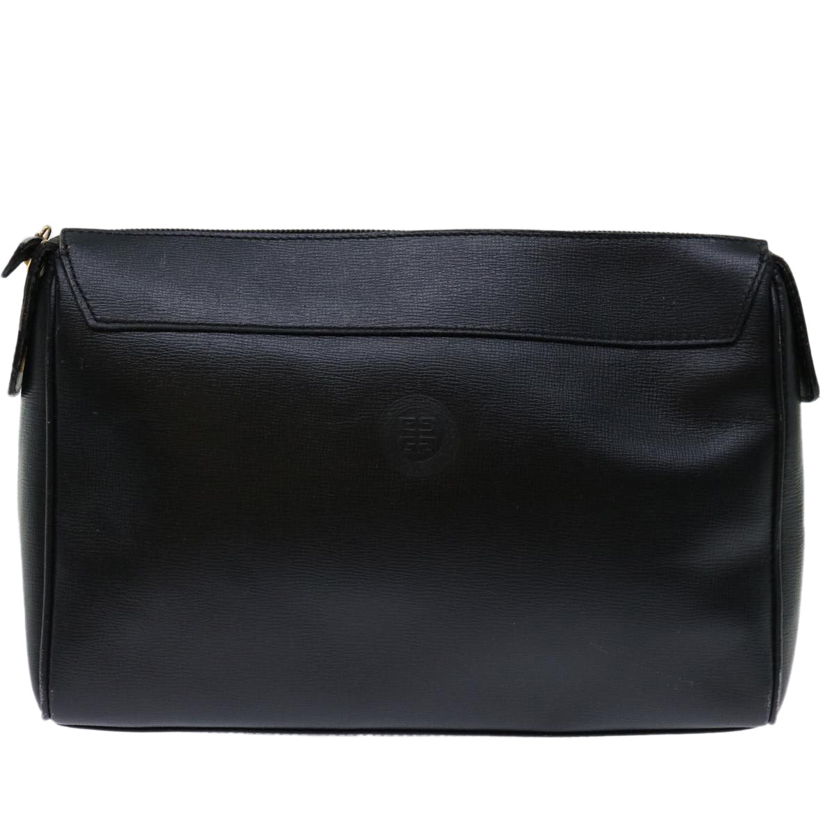 GIVENCHY Clutch Bag Leather Black Auth bs12942